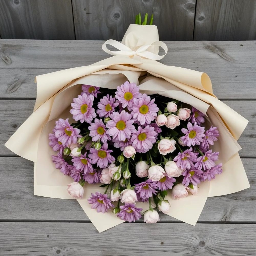 Букет цветов из: Розы и Хризантемы в Усть-Кишерть