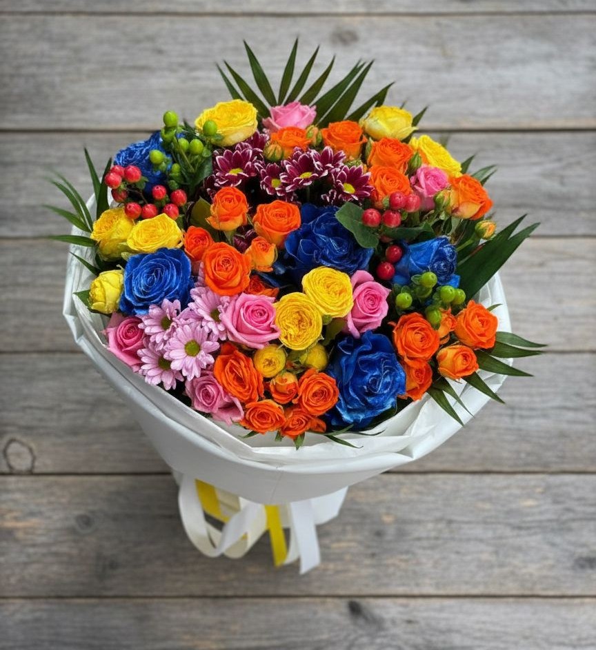 Букет цветов из: Розы и Хризантемы в Усть-Кишерть