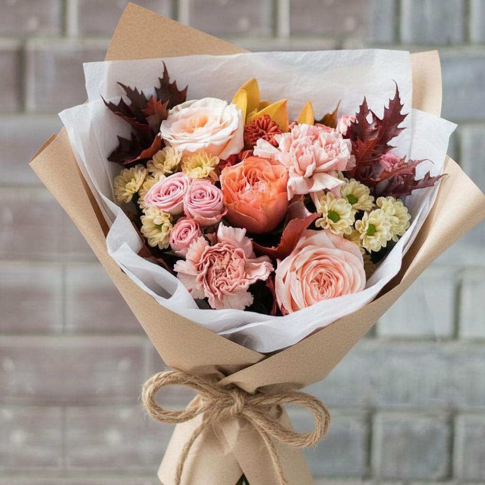 Букет цветов из: Гвоздики, Хризантемы и Розы в Усть-Кишерть