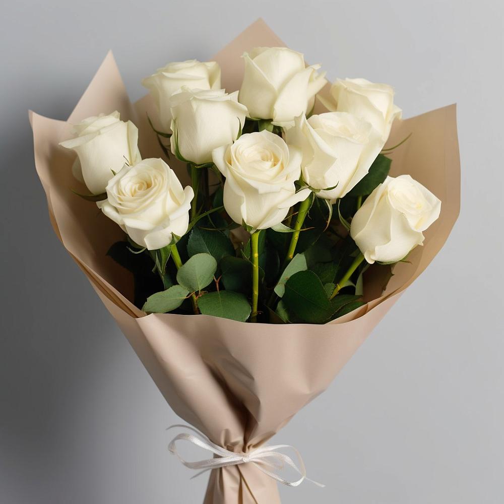 Букет 9 Белых роз Эдлесс Лав в Усть-Кишерть