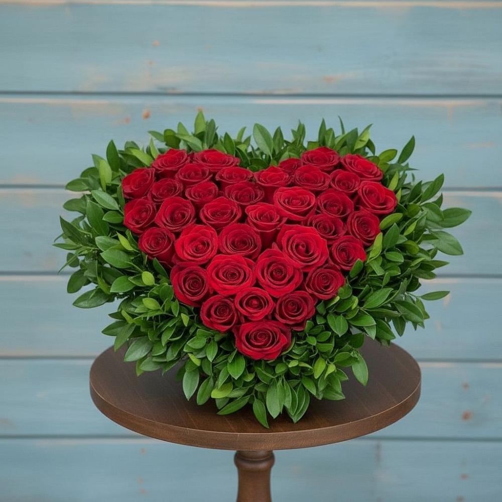 Цветочная композиция из Розы в виде сердца в Усть-Кишерть