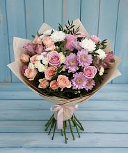 Букет цветов из:  Хризантемы, Розы и Альстромерии в Усть-Кишерть