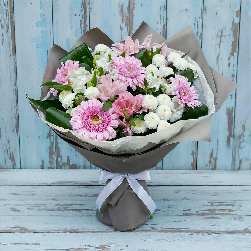 Букет цветов из: Герберы, Альстромерии и Хризантемы в Усть-Кишерть