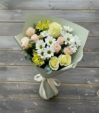 Букет цветов из:  Альстромерии, Розы и Хризантемы в Усть-Кишерть