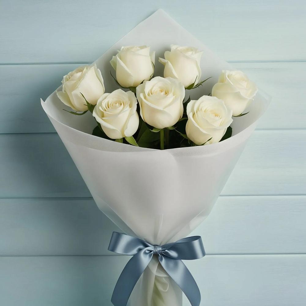 Букет 7 Белых роз Эдлесс Лав в Усть-Кишерть